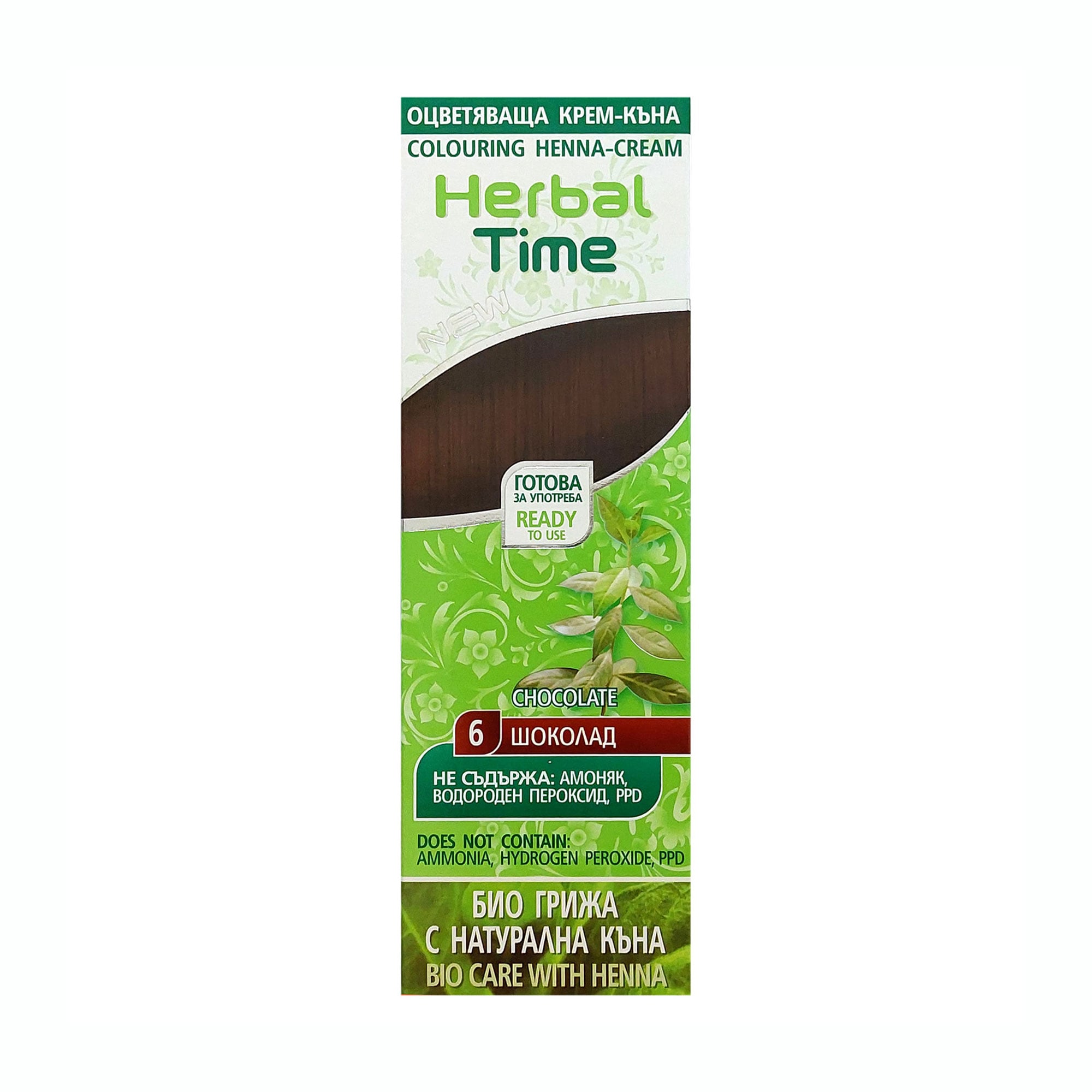 Безаміачна крем-хна для волосся Herbal Time 6 Шоколад, 75 мл